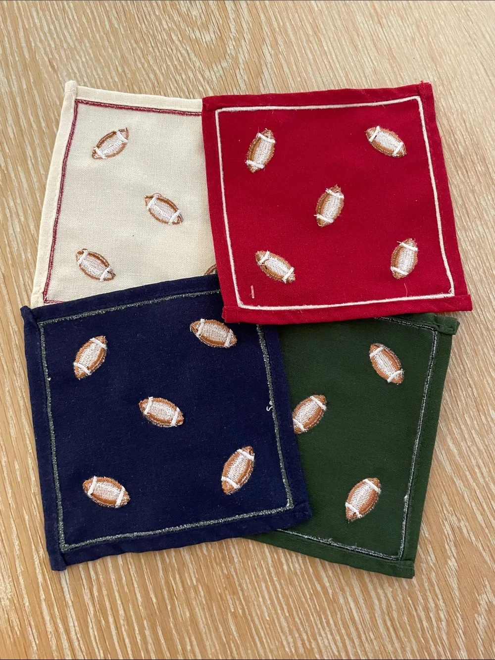Anthropologie Frasier Sterling Cocktail Football Napkins, NWT